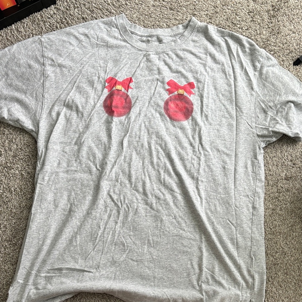 Aerie Gray T-Shirt with Red Ornament Design